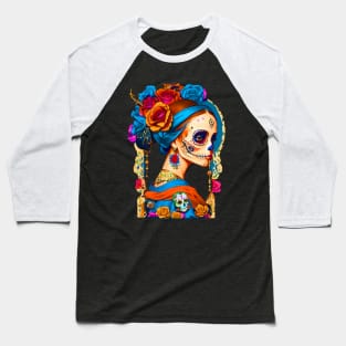 Sugar Skull Halloween. Girl with a Pearl Earring Baseball T-Shirt